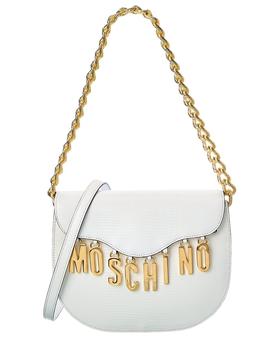 推荐Moschino Lettering Logo Embossed Leather Hobo Bag商品