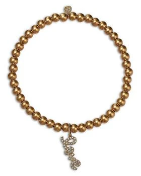 Sydney Evan | 14K Yellow Gold Love Script Charm Beaded Bracelet with Diamonds, 0.12 ct. t.w.,商家Bloomingdale's,价格¥7626