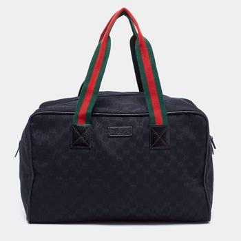 古驰托特包, [二手商品] Gucci | Gucci Black GG Canvas Medium Collapsible Duffel Bag商品图片 