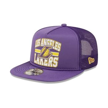 推荐Men's Purple Los Angeles Lakers Logo A-Frame 9Fifty Trucker Snapback Hat商品