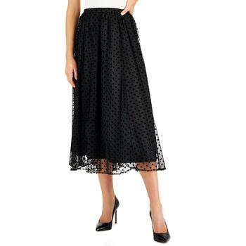 商品Anne Klein | Petite Jacquard-Dot Pull-On Shirred Mesh Skirt,商家Macy's,价格¥648图片