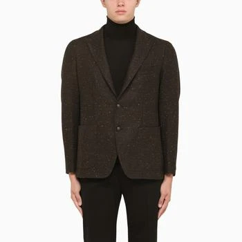 推荐Montecarlo brown single-breasted jacket in a bouclé wool blend商品