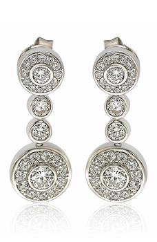 Suzy Levian | Sterling Silver CZ Graduating Circle Earrings商品图片,3.4折