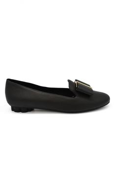 Salvatore Ferragamo | Women Luxury Shoes   Salvatore Ferragamo Flower Heel Black Slippers商品图片,9折