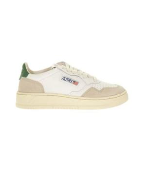 Autry Medalist Low Sneakers In Leather And White Green Suede product img