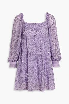 Alice + Olivia | Rowen gathered embellished chiffon mini dress 3折, 独家减免邮费