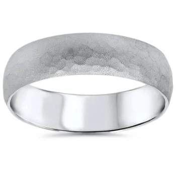 Pompeii3 | Mens Hammered White Gold Wedding Band Milgrain Ring 6mm Size Selectable,商家Premium Outlets,价格¥4452