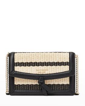 kate spade bag男包, Kate Spade | knott flap striped straw crossbody bag商品图片 