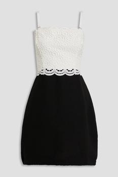 Sandro | Gorka macramé lace-paneled plissé-crepe mini dress商品图片,5折
