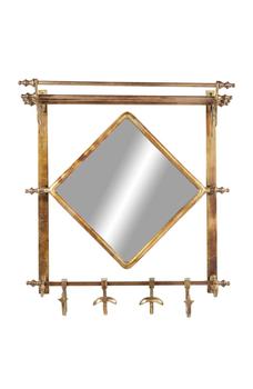 商品WILLOW ROW | Brass Bathroom Wall Rack with Hooks & Diamond-Shaped Mirror,商家Nordstrom Rack,价格¥1291图片