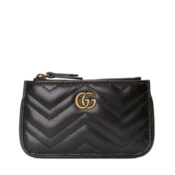 商品Gucci | 【预售3-7天】GUCCI/古驰 21秋冬GG Marmont系列 女士黑色V型绗缝皮革复古金饰双G钥匙包‎671773DTDHT1000,商家IWCOCO,价格¥2870图片