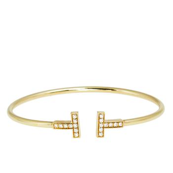 商品Tiffany & Co. T Wire Diamond 18k Yellow Gold Open Cuff Bracelet图片