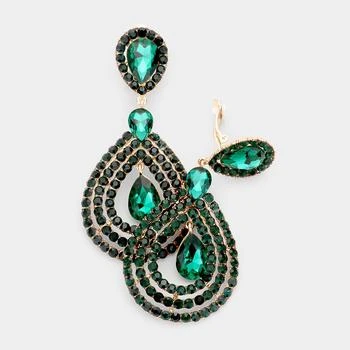 FASHNZFAB | Crystal Pave Trimmed Teardrop Clip On Earrings,商家Premium Outlets,价格¥177