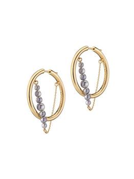 商品DEMARSON | Riley 12K Gold-Plated & Faux Pearl Hoop Earrings,商家Saks Fifth Avenue,价格¥1045图片