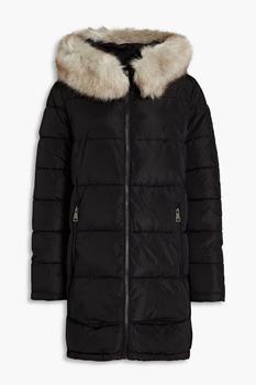 推荐Faux fur-trimmed quilted shell hooded coat商品
