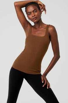 salamon瑜伽, Alo | Ribbed Minimalist Tank - Cinnamon Brown商品图片 