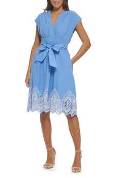 Kensie | Embroidered Pleat Tie Waist Dress 5折