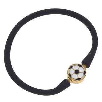 Canvas Style | Enamel Soccer Ball Silicone Bali Bracelet In Black,商家Verishop,价格¥203
