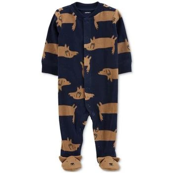 Baby Boys Dog-Print Zip-Up Fleece Sleep & Play Footed Coverall,价格$14.05