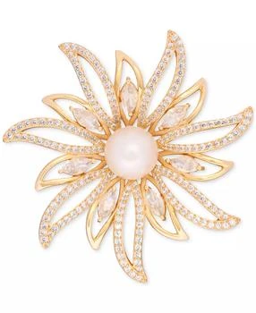 Macy's | Cultured Freshwater Pearl (9-1/2mm) & Cubic Zirconia Sunburst Convertible Pin to Pendant in 18K Gold-Plated Sterling Silver,商家Macy's,价格¥1196