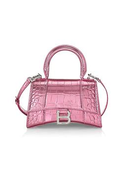 巴黎世家沙漏包价格, Balenciaga | XS Hourglass Exclusive Croc-Embossed Leather Top Handle Bag商品图片 