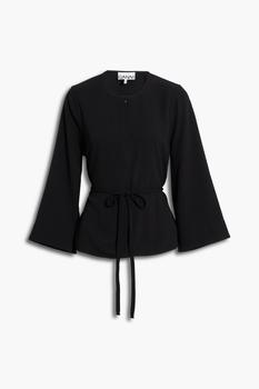 Ganni | Tie-front crepe blouse商品图片,2.9折