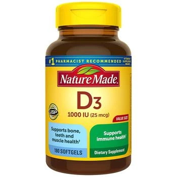 Nature Made | Vitamin D3 1000 IU (25 mcg) Softgels,商家Walgreens,价格¥142