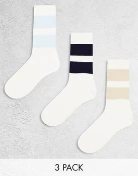 ASOS | ASOS DESIGN 3 pack ribbed ankle socks in white 