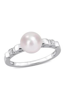 DELMAR | Sterling Silver 7.5mm Cultured Freshwater Pearl & Sapphire Ring,商家Nordstrom Rack,价格¥433