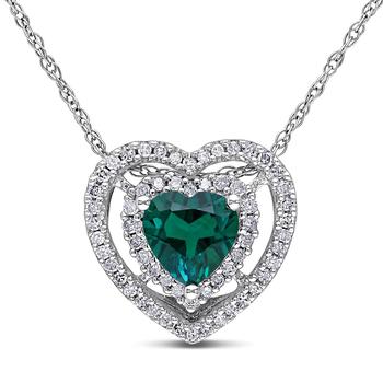 商品Julianna B | 10k White Gold Created Emerald and Diamond Necklace,商家Lord & Taylor,价格¥5853图片