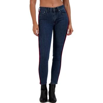 Just Black | Just Black Women's Dark Rinse High Rise Striped Ankle Crop Skinny Jeans,商家BHFO,价格¥61