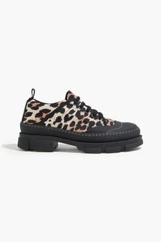 Ganni | Hybrid leopard-print stretch-knit platform sneakers 4.5折