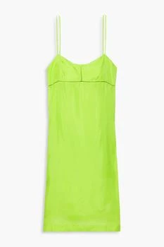 Dries Van Noten | Lattice-trimmed neon silk-charmeuse slip dress,商家THE OUTNET US,价格¥1183