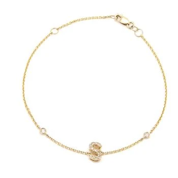 推荐Diamond Initial Fashion Bracelet "S" (14k) (6+1")商品