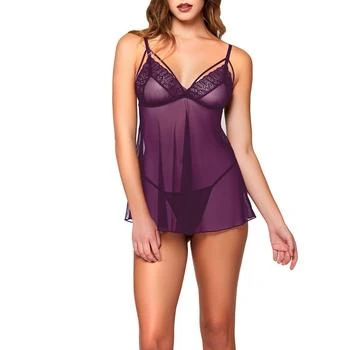 Hauty | Wild Berry Lace and Mesh Soft Cup Babydoll 2pc Lingerie Set,商家Macy's,价格¥232