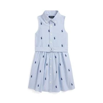 Ralph Lauren | Toddler and Little Girls Belted Polo Pony Oxford Sleeveless Shirtdress,商家Macy's,价格¥440