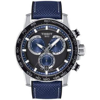 推荐Men's Swiss Chronograph Supersport Blue Textile Strap Watch 40mm商品