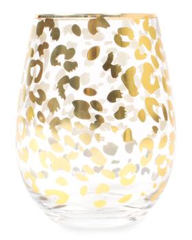 商品Gold Leopard Stemless Wine Glasses, Set of 4图片