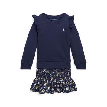 商品Toddler Girls Long Sleeves Floral Fleece Sweatshirt Dress图片