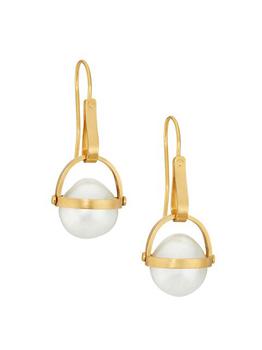 商品Eli Halili | 22K Yellow Gold & 14.4x13MM Baroque South Sea Pearl Drop Earrings,商家Saks Fifth Avenue,价格¥41684图片