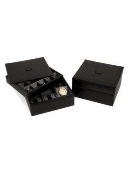 Bey-Berk | 6-Watches & 20-Cufflinks Leather Stacked Valet 8.6折, 独家减免邮费