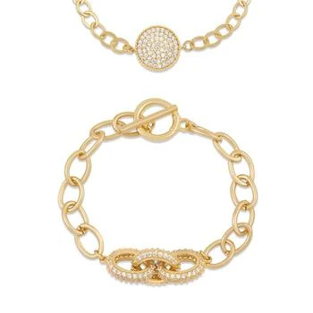 Ettika Jewelry | Mixed Crystal Disc & 18k Gold Plated Link Chain Bracelet Set,商家Verishop,价格¥456