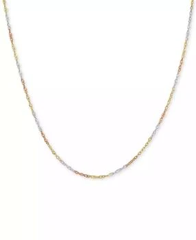 Macy's | 18" Tri-Color Singapore Chain Necklace (2-5/8mm) in 14k Gold, White Gold & Rose Gold,商家Macy's,价格¥2314