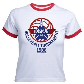 Top Gun | Top Gun Volleyball Tournament Women's Cropped Ringer T-Shirt - White Red,商家Zavvi US,价格¥166