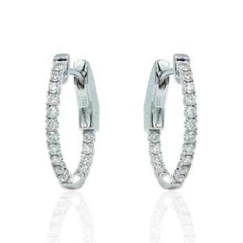 商品Tresorra | 18K White Gold Diamond Oval Hoop Earrings,商家Jomashop,价格¥6969图片