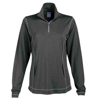 Page & Tuttle, Page & Tuttle | Coverstitch Heather Mock Neck Long Sleeve 1/4 Zip Pullover Top商品图片 2.1折×额外9折, 额外九折