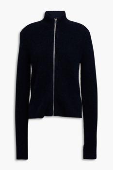 商品Ganni | Brushed ribbed-knit zip-up sweater,商家THE OUTNET US,价格¥852图片