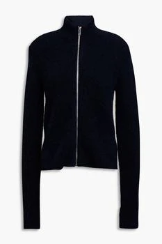 Ganni | Brushed ribbed-knit zip-up sweater,商家THE OUTNET US,价格¥852