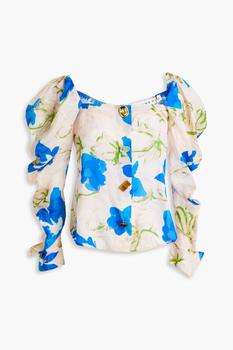 推荐Maya button-embellished floral-print crepe de chine blouse商品