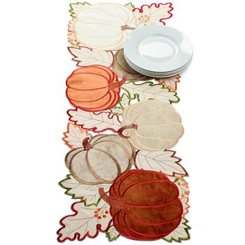商品Elrene | Pumpkin Foliage Cutwork Allover Fabric Centerpiece, 13" x 36",商家Macy's,价格¥162图片
